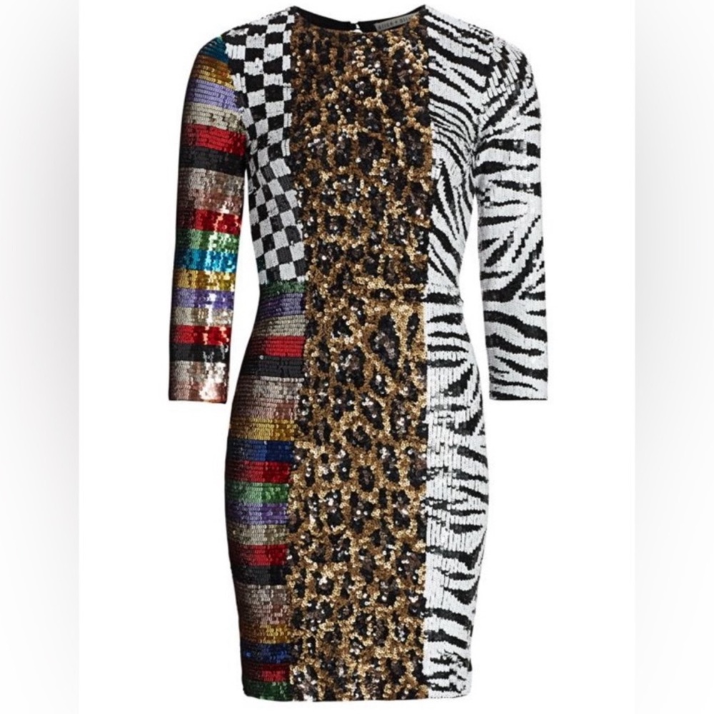 Alice And Olivia Jae Multi Sequin Patchwork Keyho… - image 2